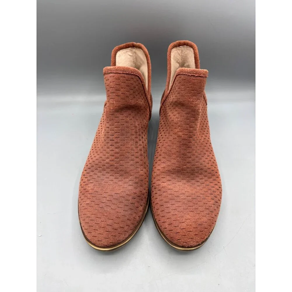 Lucky Brand Womens Booties 8 Baley Cedar Oiled Suede Perforated‎